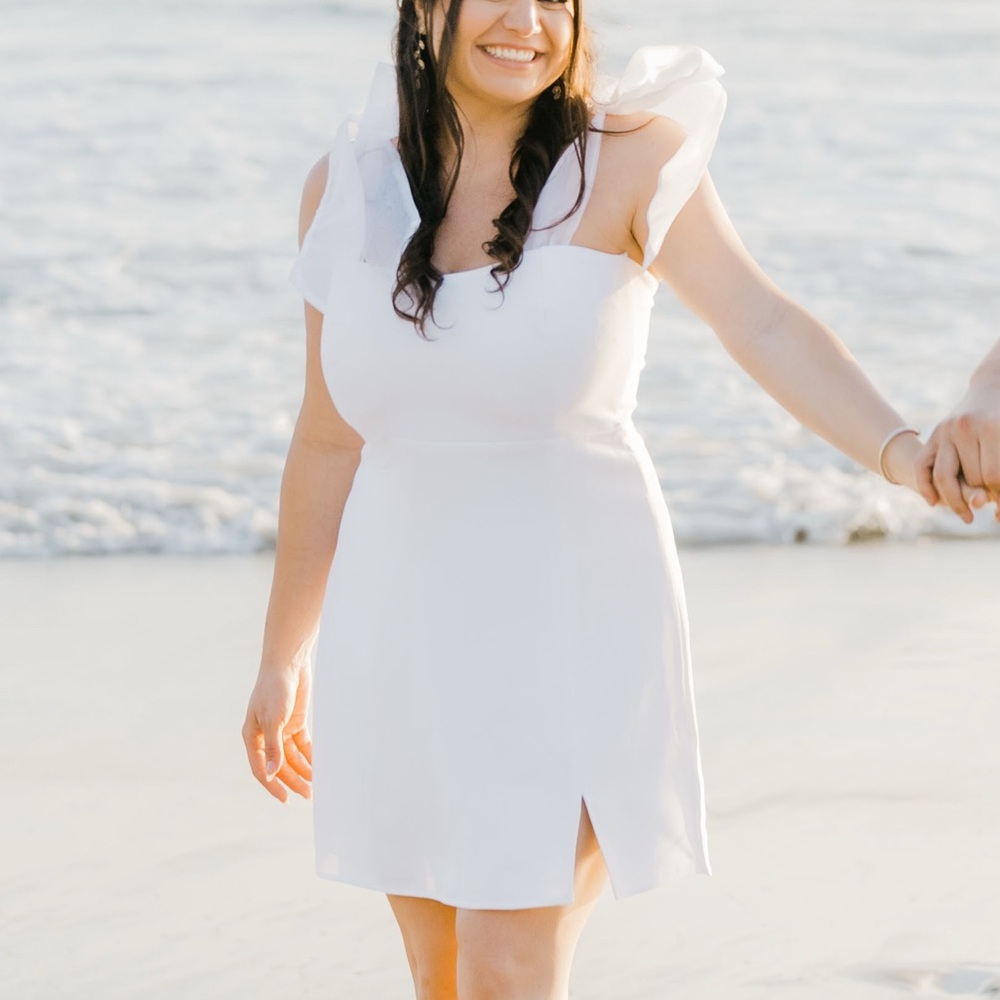 Park & Fifth White Dress with Mesh Bow Sleeves